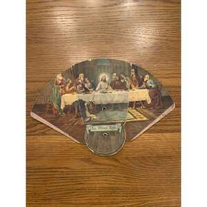 Vintage The Last Supper Tri-Folding Cardboard Fan Valdes Curious Shop Christian